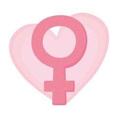 Canvas Print - gender female sign in heart white background