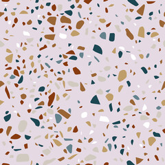 Poster - Colorful Seamless Pattern with Venetian Terrazzo. Marble Texture with Scattered Stone. Modern Minimalist Floor Tile Decoration. Abstract Trendy Vector Illustration