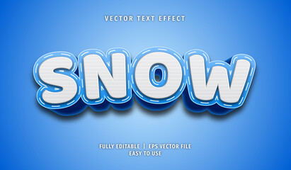 Wall Mural - Text Effect 3D Snow, Editable Text Style