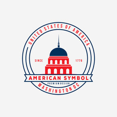 Wall Mural - US washington capitol badge logo vector illustration design. american symbol