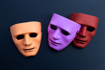 Face masks on dark background.