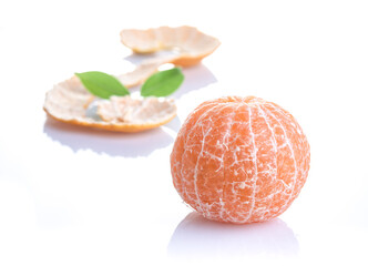 Wall Mural - Sai Nam Phueng Orange or tangerine orange of Thailand and peaked segments isolated on white background