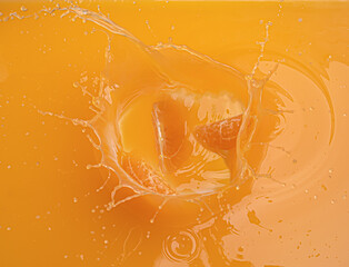 Wall Mural - falling of orange piece into juice,splash orange juice