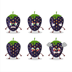 Canvas Print - Black strawberry cartoon character with various angry expressions