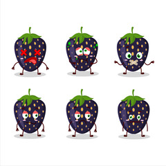 Wall Mural - Black strawberry cartoon character with nope expression