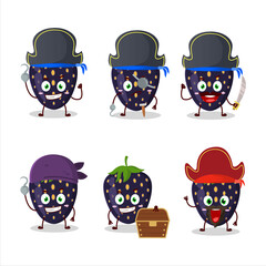 Wall Mural - Cartoon character of black strawberry with various pirates emoticons