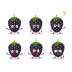 Wall Mural - Cartoon character of black strawberry with what expression