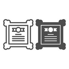Poster - Certificate line and solid icon, online education concept, diploma sign on white background, Graduation Certificate icon in outline style for mobile concept and web design. Vector graphics.