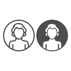 Poster - boy in circle line and solid icon, online education concept, boy avatar profile picture sign on whit