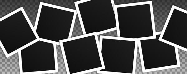 Wall Mural - set of square vector photo frames. collage of realistic frames isolated on transparent background. t