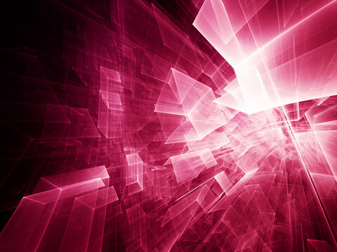 Abstract red and black background. Fractal graphics 3d illustration. Technology and science concept.