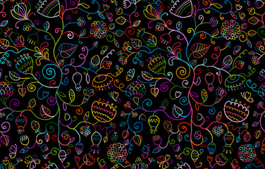 Poster - Magic Garden Background. Seamless Pattern for your design