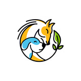 Fototapeta Dinusie - animal  and pet modern line art logo 
