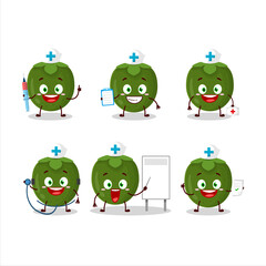 Sticker - Doctor profession emoticon with black sapote cartoon character