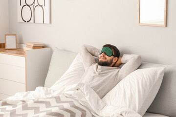 Canvas Print - Sleepy young man at home early in morning