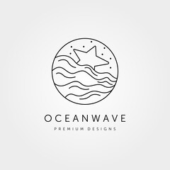 Wall Mural - ocean vector circle logo line art minimalist illustration design