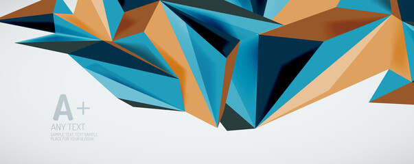 Poster - Vector triangle geometric backgrounds. Low poly 3d shape on light backdrop. Vector illustration for covers, banners, flyers and posters and other designs