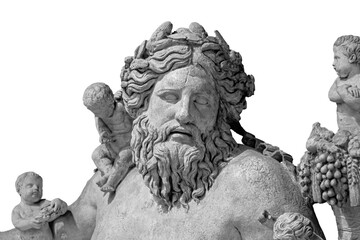 Wall Mural - Ancient statue of Nile river god. Head and shoulders detail of the ancient art sculpture bearded man isolated on background