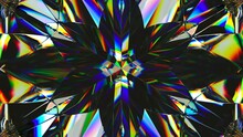 Kaleidoscope Rotate Of Gemstone Diamond Or Shiny Glass Pattern. 3d Render, 3d Animation
