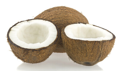 Sticker - Coconuts isolated on white background close-up.