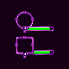 Wall Mural - purple game ui border frame with level and progress bar for gui asset elements vector illustration