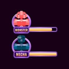 Wall Mural - game ui border frame with level and progress bar for gui asset elements vector illustration