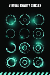 Fototapete - sci-fi futuristic hud dashboard display virtual reality technology screen, target. circles with navi