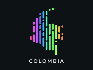 Wall Mural - Digital modern colorful rounded lines Colombia map logo vector illustration design.