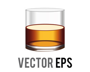 Wall Mural - Vector short flat Tumbler glass of brown liquor Scotch whiskyicon