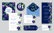 Clitoria ternatea or butterfly pea flower background template. Vector set of floral element for wedding invitations, greeting card, envelope, voucher, brochures and banners design.