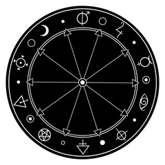 Sticker - round frame with alchemical magic symbols