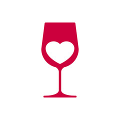 Sticker - Logotipo con silueta de corazón dentro de copa de vino en color granate