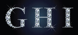 Fototapeta  - Diamond alphabet letters. Stunning beautiful GHI jewelry set in gems and silver. Vector eps10 illustration.