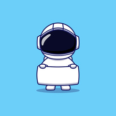 Wall Mural - Cute astronaut carrying blank banner