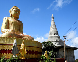 bagan, myanmar - november 2019: famous buddhist temple on the summit of taung kalat volcano near mt.