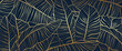 © TWINS DESIGN STUDIO - Gold pattern background vector. tropical leaves line arts design wallpaper for canvas prints, fabric, wall arts for home decoration, website background.