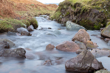 flowing river in the mountains