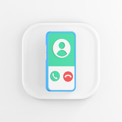 Poster - 3d rendering square white icon button key blue smartphone isolated on white background.