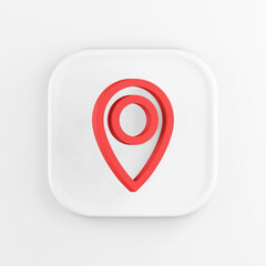 Poster - 3d rendering square white icon button key red location symbol isolated on white background.