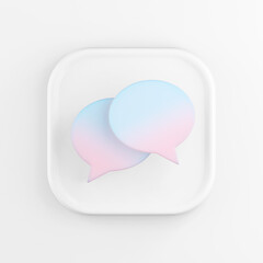 Poster - 3d rendering square white icon button key round speech bubbles isolated on white.