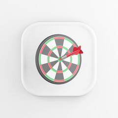 Poster - 3d rendering square white icon button darts key with arrow isolated on white background.