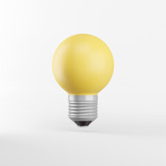 Poster - The icon is a realistic yellow round light bulb. 3D rendering.