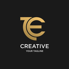 Wall Mural - Minimalist abstract line art letter TE logo. This logo icon incorporate with letter T and E in the creative way.