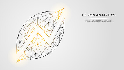 Wall Mural - Polygonal vector illustration of Lemon analytics made of dots and lines isolated on a white background.