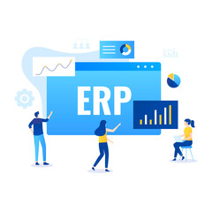 Wall Mural - ERP Enterprise resource planning illustration concept. Illustration for websites, landing pages, mobile applications, posters and banners