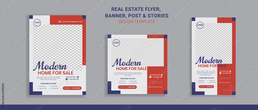 Real estate sale flyer banner social media post and stories perfect for business promotion 
 - obrazy, fototapety, plakaty 