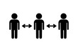 © polgin - Three people keep social distance in public places. Preventive measures in a coronavirus pandemic. Social distance design concept
