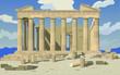 Athens, Parthenon, Acropolis, аrchitectural monument, travel, vector.