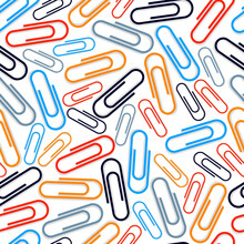 Paper Clips Seamless Vector Wallpaper, A Lot Of Colorful Paperclips Endless Pattern Background Image.