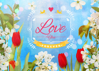 i love you forever greeting card or banner with